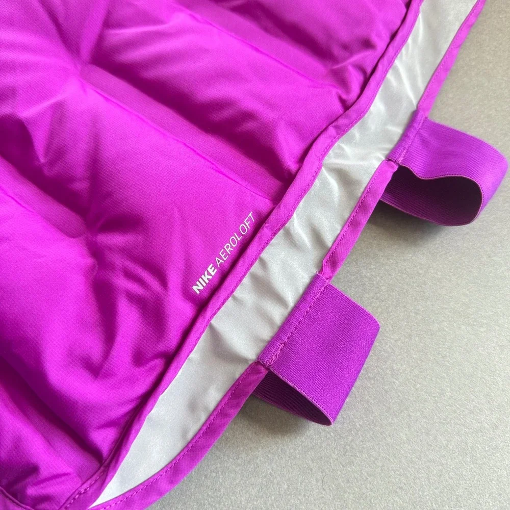 Nike Aeroloft 800 Down Running Vest Purple Magenta Womens Small Reflective Zip